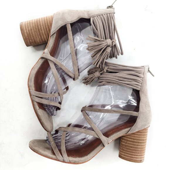 JEFFREY CAMPBELL Despina Strappy Sandal In Taupe Tassels - Picture 7 of 11